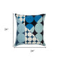 24" Beige and Black Geometric Cotton Throw Pillow With Embroidery