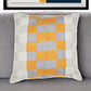20" Yellow and Gray Check Throw Pillow With Embroidery