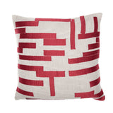 24" Yellow and Ivory Geometric Cotton Blend Throw Pillow With Embroidery