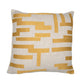 24" Yellow and Ivory Geometric Cotton Blend Throw Pillow With Embroidery
