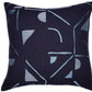 20" Blue Geometric Cotton Blend Throw Pillow With Embroidery