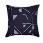 24" Beige and Black Geometric Cotton Blend Throw Pillow With Embroidery