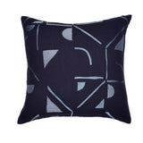 24" Beige and Black Geometric Cotton Blend Throw Pillow With Embroidery