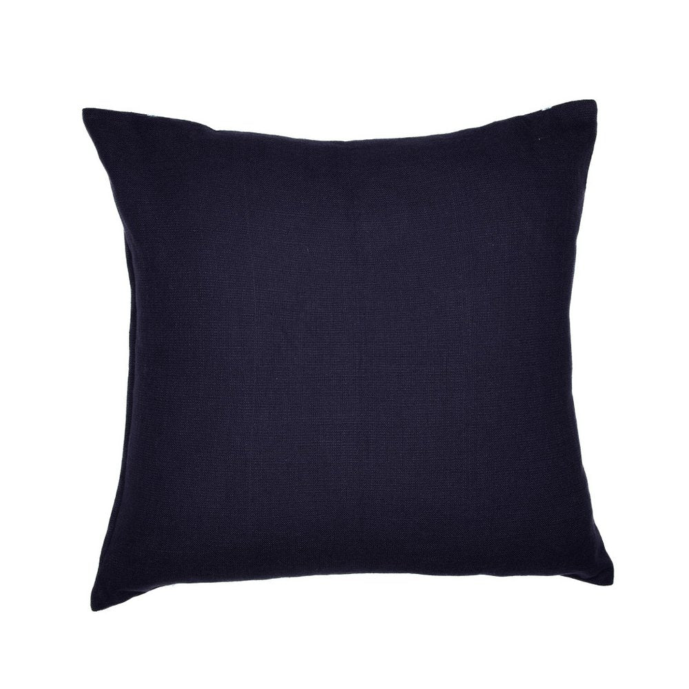 24" Beige and Black Geometric Cotton Blend Throw Pillow With Embroidery