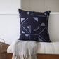 24" Blue Geometric Cotton Blend Throw Pillow With Embroidery