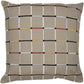 24" Beige Check Cotton Blend Throw Pillow With Embroidery