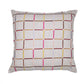 24" Beige Check Cotton Blend Throw Pillow With Embroidery
