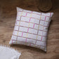 24" Beige Check Cotton Blend Throw Pillow With Embroidery