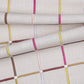 24" Beige Check Cotton Blend Throw Pillow With Embroidery
