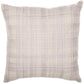 24" Ivory Check Cotton Blend Throw Pillow With Embroidery