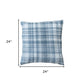 24" Ivory Check Cotton Blend Throw Pillow With Embroidery