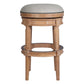 31" Beige And Natural Solid Wood Swivel Backless Bar Height Bar Chair