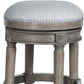 26" Gray Solid Wood Swivel Backless Counter Height Bar Chair