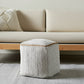 18" Gray and Natural Cotton And Jute Cube Pouf Ottoman