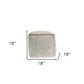 18" Gray and Natural Cotton And Jute Cube Pouf Ottoman