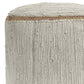 18" Gray and Natural Cotton And Jute Cube Pouf Ottoman