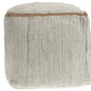 18" Indigo Cotton And Jute Cube Pouf Ottoman