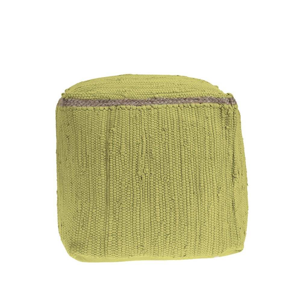 18" Gray and Natural Cotton And Jute Cube Pouf Ottoman