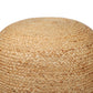 18" Natural And Gray Jute Blend Cylinder Striped Pouf Ottoman