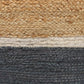 18" Natural And Gray Jute Blend Cylinder Striped Pouf Ottoman