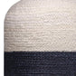 18" Off White and Navy Blue Jute Blend Striped Cylinder Pouf Ottoman