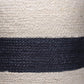18" Off White And Navy Blue Jute Blend Cylinder Striped Pouf Ottoman