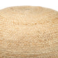 18" Natural And Navy Blue Jute Blend Cylinder Striped Pouf Ottoman