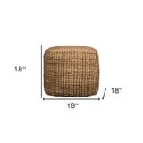 18" Natural Jute Blend Cube Pouf Ottoman