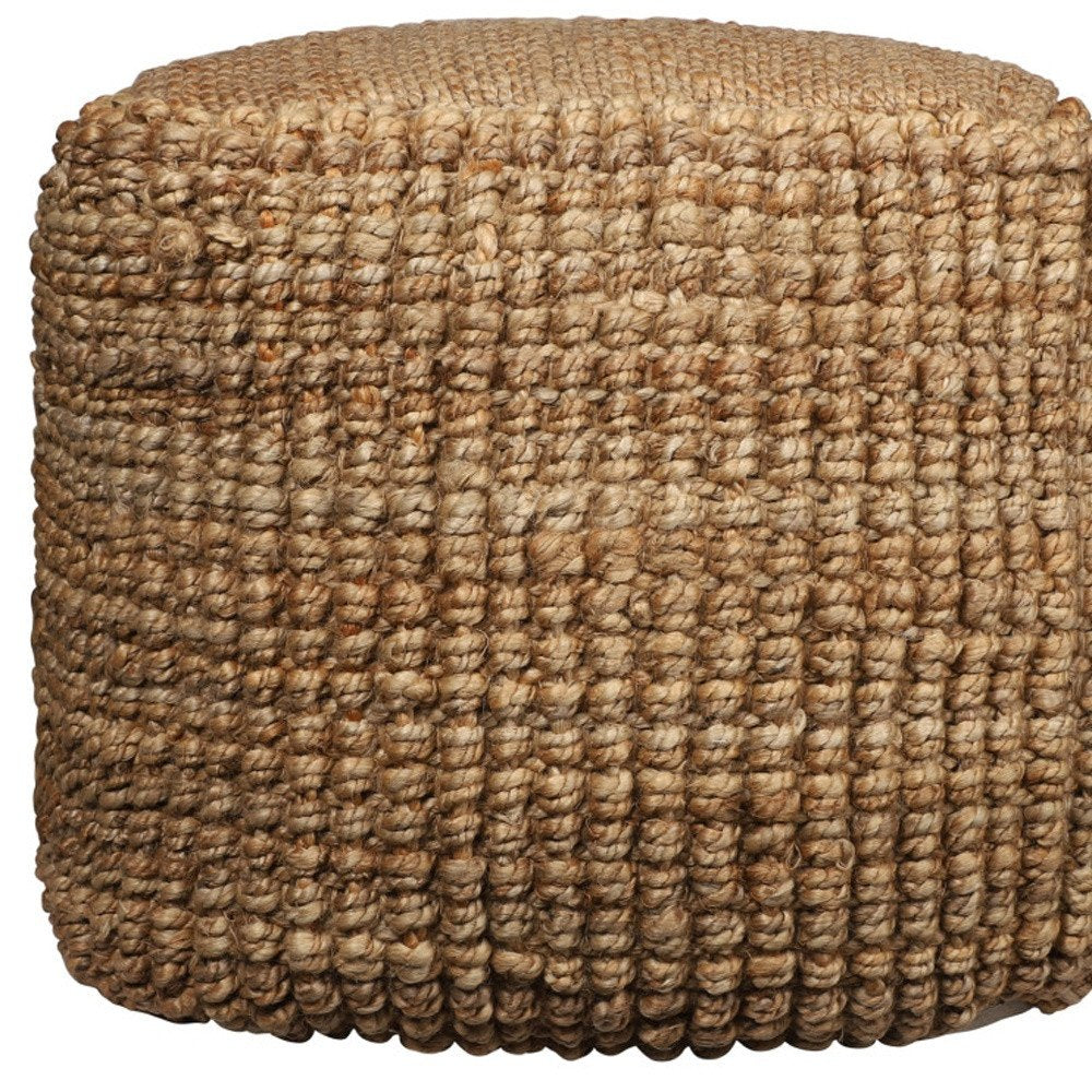 18" Natural Jute Blend Cube Pouf Ottoman