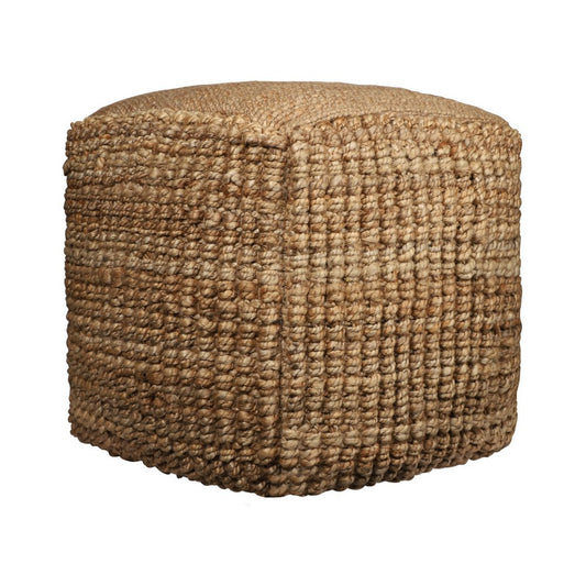 18" Natural Jute Blend Cube Pouf Ottoman