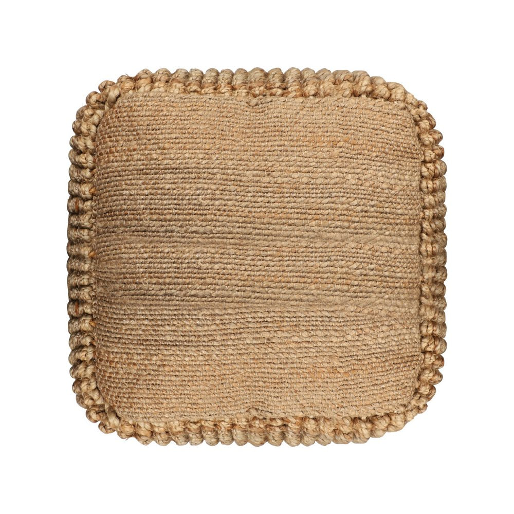 18" Natural Jute Blend Cube Pouf Ottoman