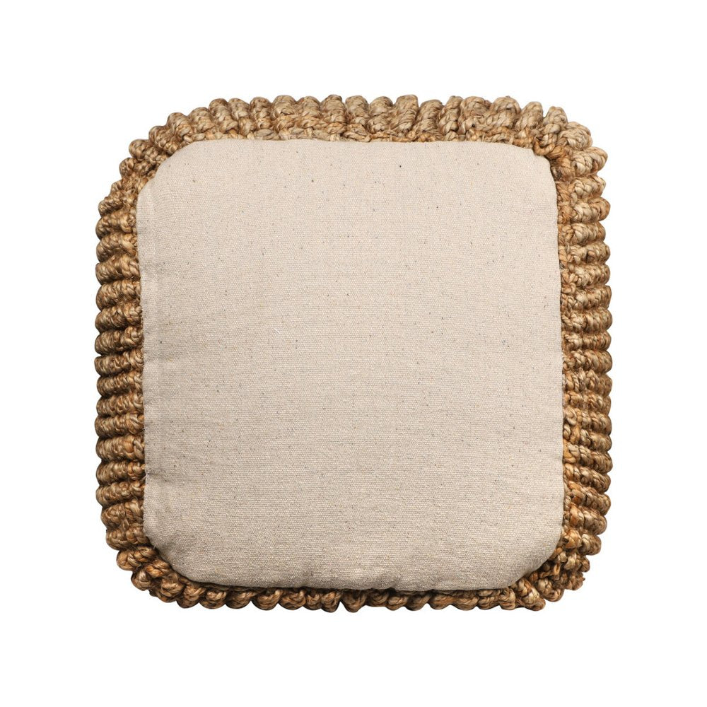 18" Natural Jute Blend Cube Pouf Ottoman