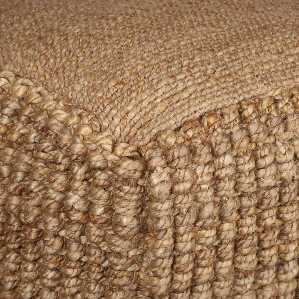 18" Natural Jute Blend Cube Pouf Ottoman