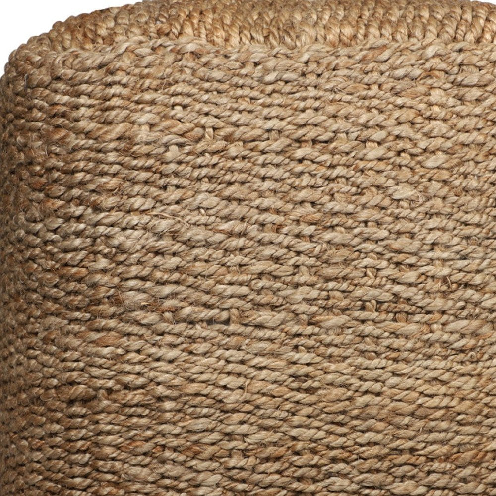 18" Natural Jute Woven Blend Cube Pouf Ottoman