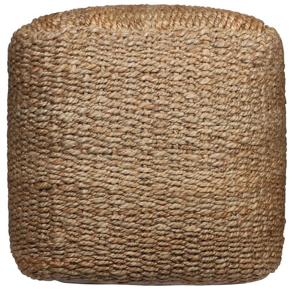 18" Natural Jute Woven Blend Cube Pouf Ottoman