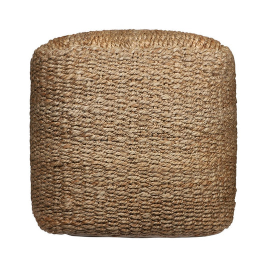 18" Natural Jute Woven Blend Cube Pouf Ottoman