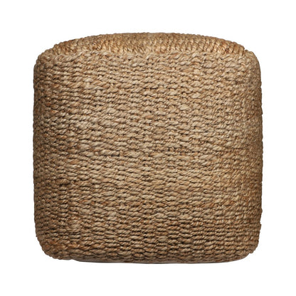 18" Natural Jute Woven Blend Cube Pouf Ottoman