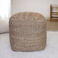 18" Natural Jute Woven Blend Cube Pouf Ottoman