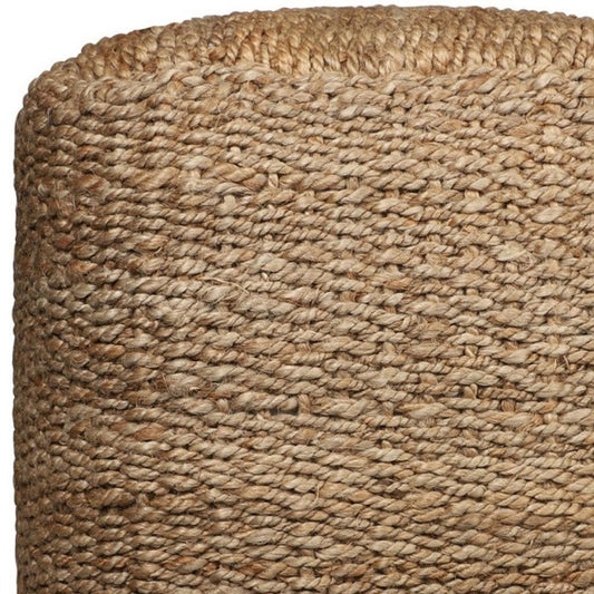 18" Natural Jute Woven Blend Cube Pouf Ottoman