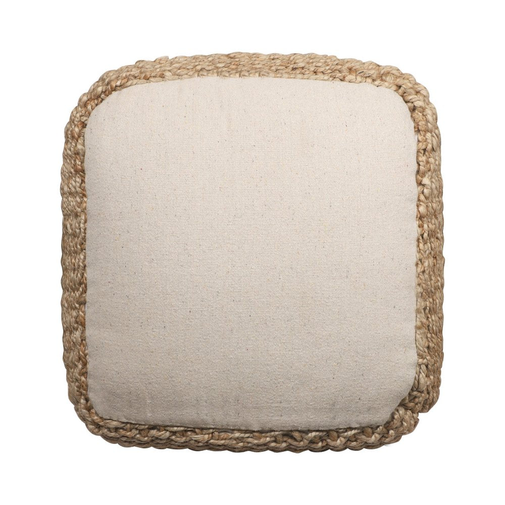 18" Natural Jute Woven Blend Cube Pouf Ottoman