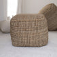 18" Natural Jute Woven Blend Cube Pouf Ottoman