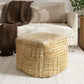 18" Natural Jute Blend Cube Striped Pouf Ottoman