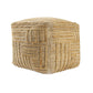 18" Natural Jute Blend Cube Striped Pouf Ottoman