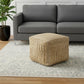 18" Natural Jute Blend Cube Striped Pouf Ottoman
