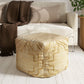 18" Natural Jute Blend Cube Quatrefoil Pouf Ottoman