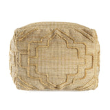 18" Natural Jute Blend Cube Quatrefoil Pouf Ottoman