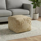 18" Natural Jute Blend Quatrefoil Cube Pouf Ottoman