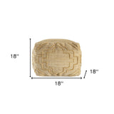 18" Natural Jute Blend Quatrefoil Cube Pouf Ottoman