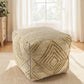 18" Natural Jute Blend Cube Geometric Pouf Ottoman