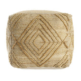 18" Natural Jute Blend Cube Geometric Pouf Ottoman